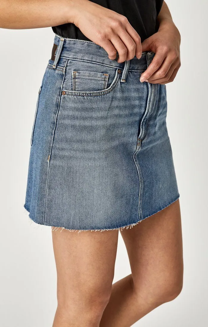 LINDSAY A-LINE SKIRT IN SHADED INDIGO DENIM