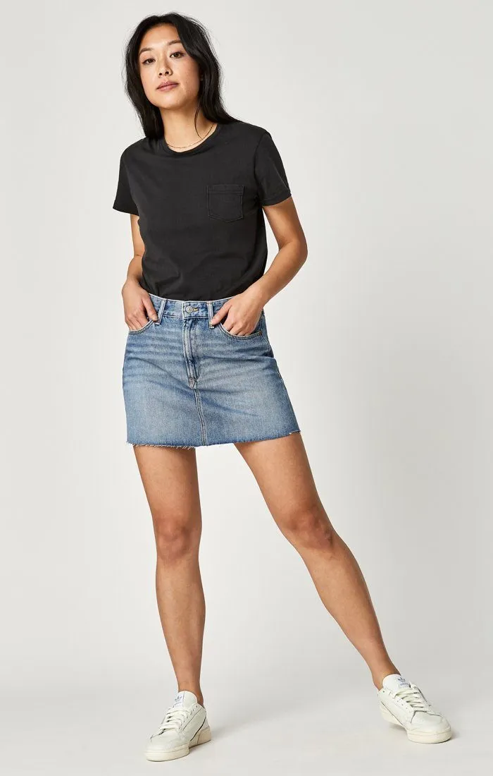 LINDSAY A-LINE SKIRT IN SHADED INDIGO DENIM