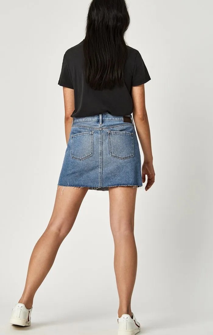 LINDSAY A-LINE SKIRT IN SHADED INDIGO DENIM