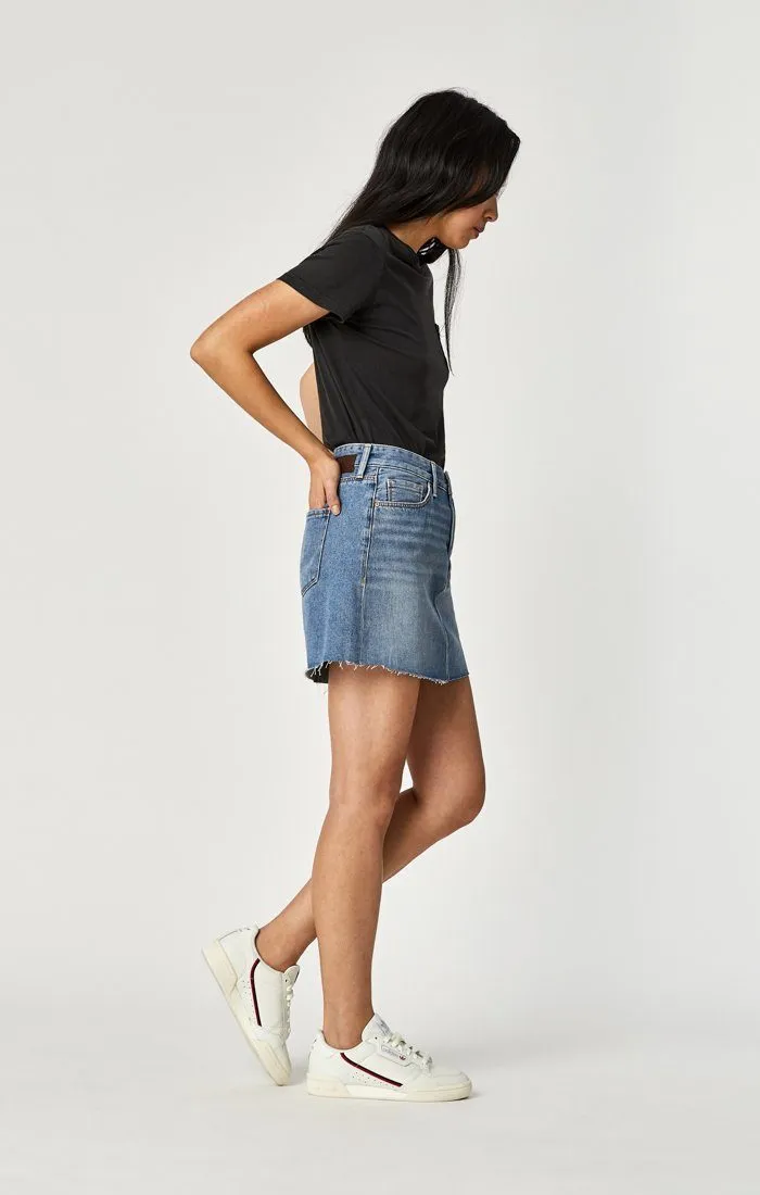 LINDSAY A-LINE SKIRT IN SHADED INDIGO DENIM