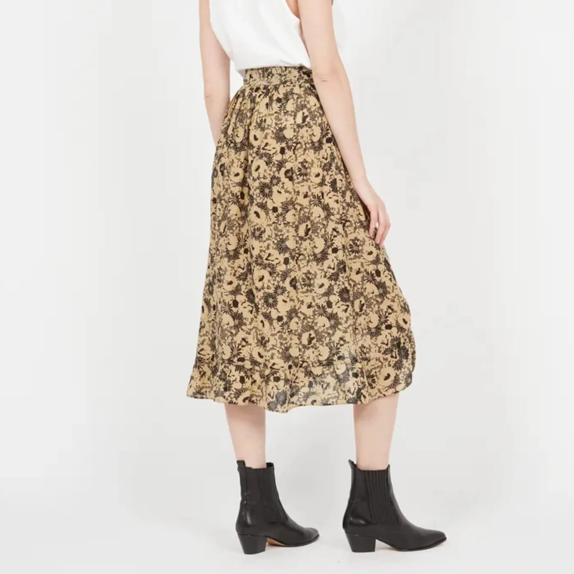 Long Cotton Skirt (Noir   Beige)