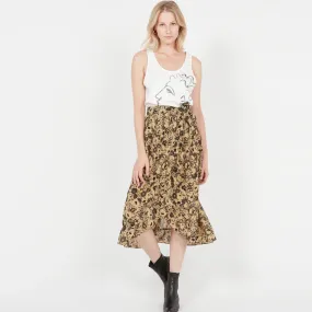 Long Cotton Skirt (Noir   Beige)