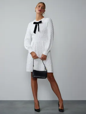 Long Sleeve Bow Detail Sweater Dress