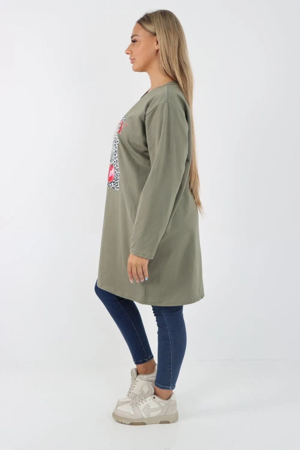 Long Sleeve Cherry Print Tunic Top