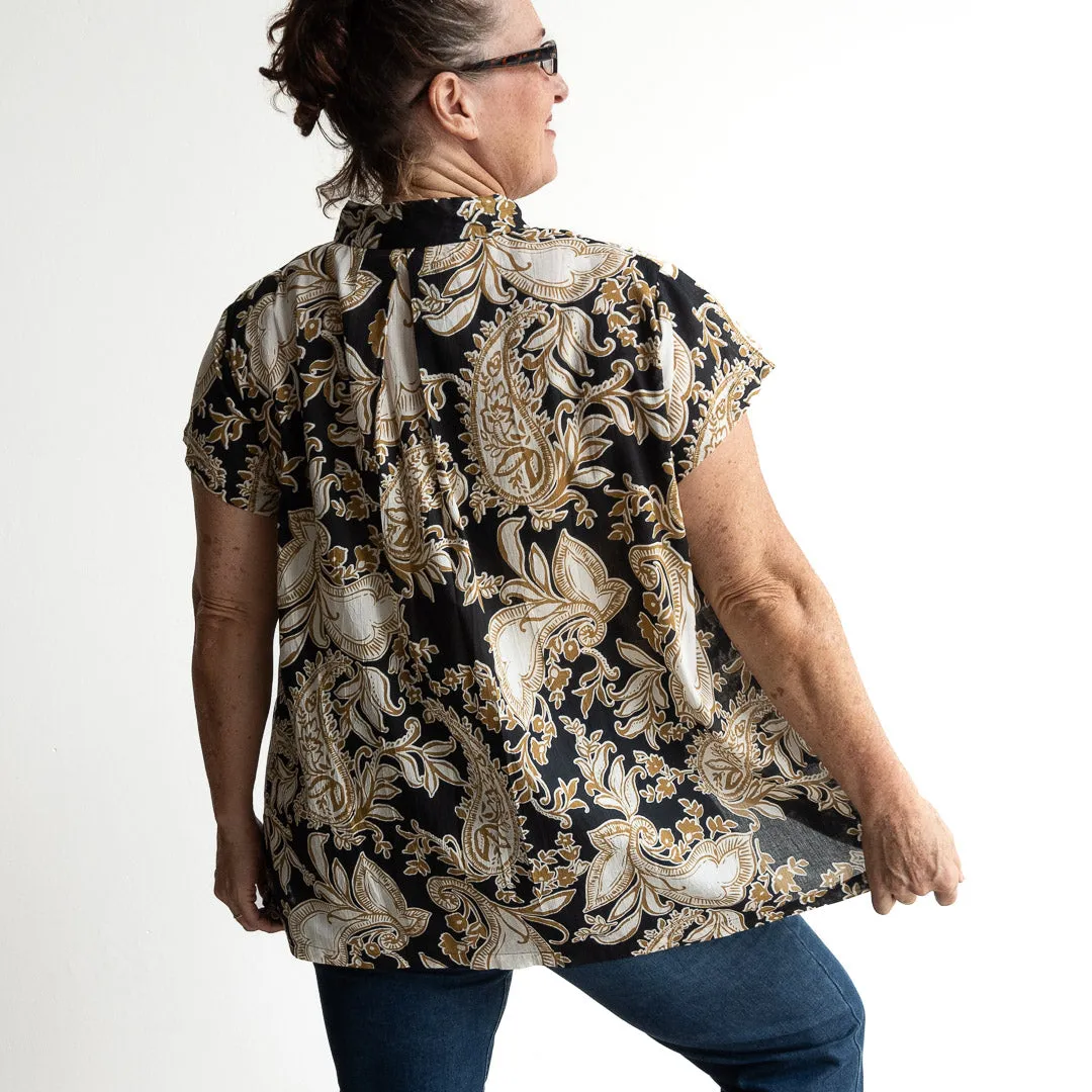 Loose Fit Cotton Tunic Top by KOBOMO - Paisley Nouveau