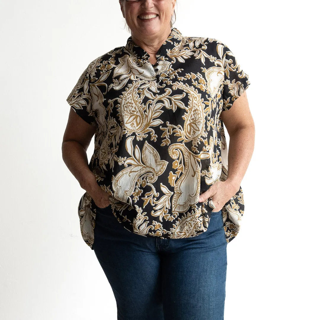 Loose Fit Cotton Tunic Top by KOBOMO - Paisley Nouveau