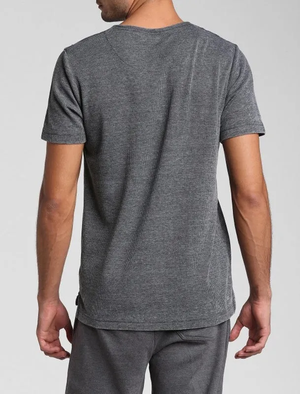 Ludgate Waffle Burnout Henley T-Shirt In Asphalt Grey - Tokyo Laundry