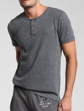 Ludgate Waffle Burnout Henley T-Shirt In Asphalt Grey - Tokyo Laundry