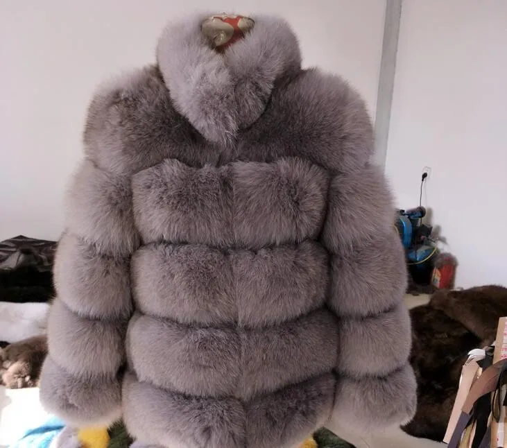 Luxury Design Natural Fox Fur Coat