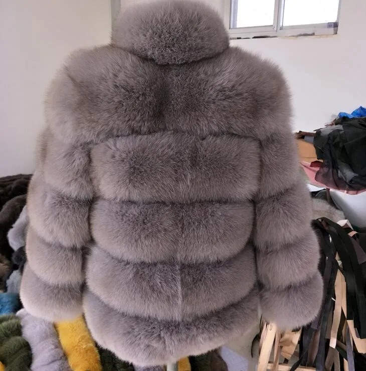 Luxury Design Natural Fox Fur Coat