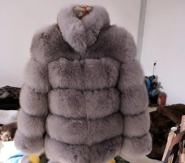 Luxury Design Natural Fox Fur Coat