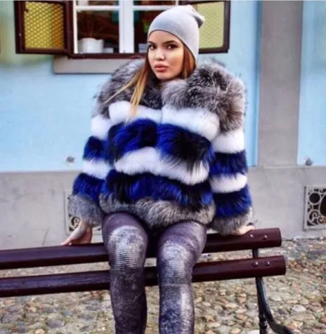 luxury Winter Warm Natural Fox Fur Coats