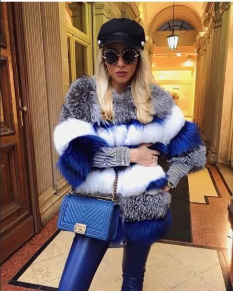 luxury Winter Warm Natural Fox Fur Coats