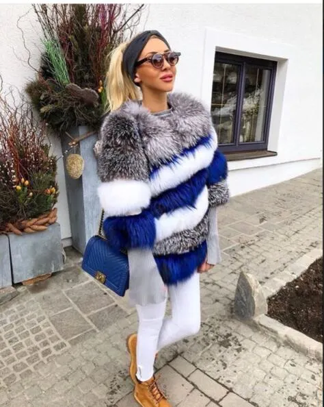 luxury Winter Warm Natural Fox Fur Coats