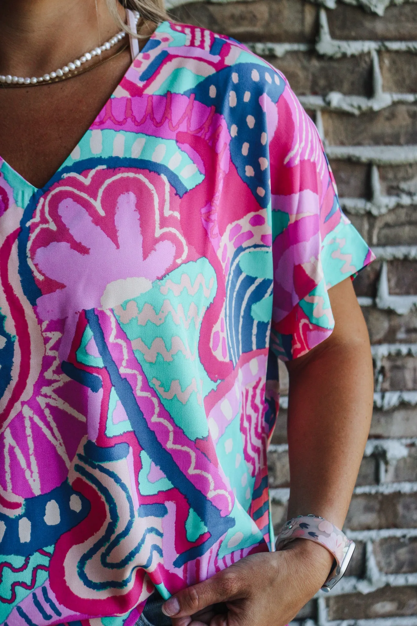 Magical Ways Magenta Teal Pattern Blouse