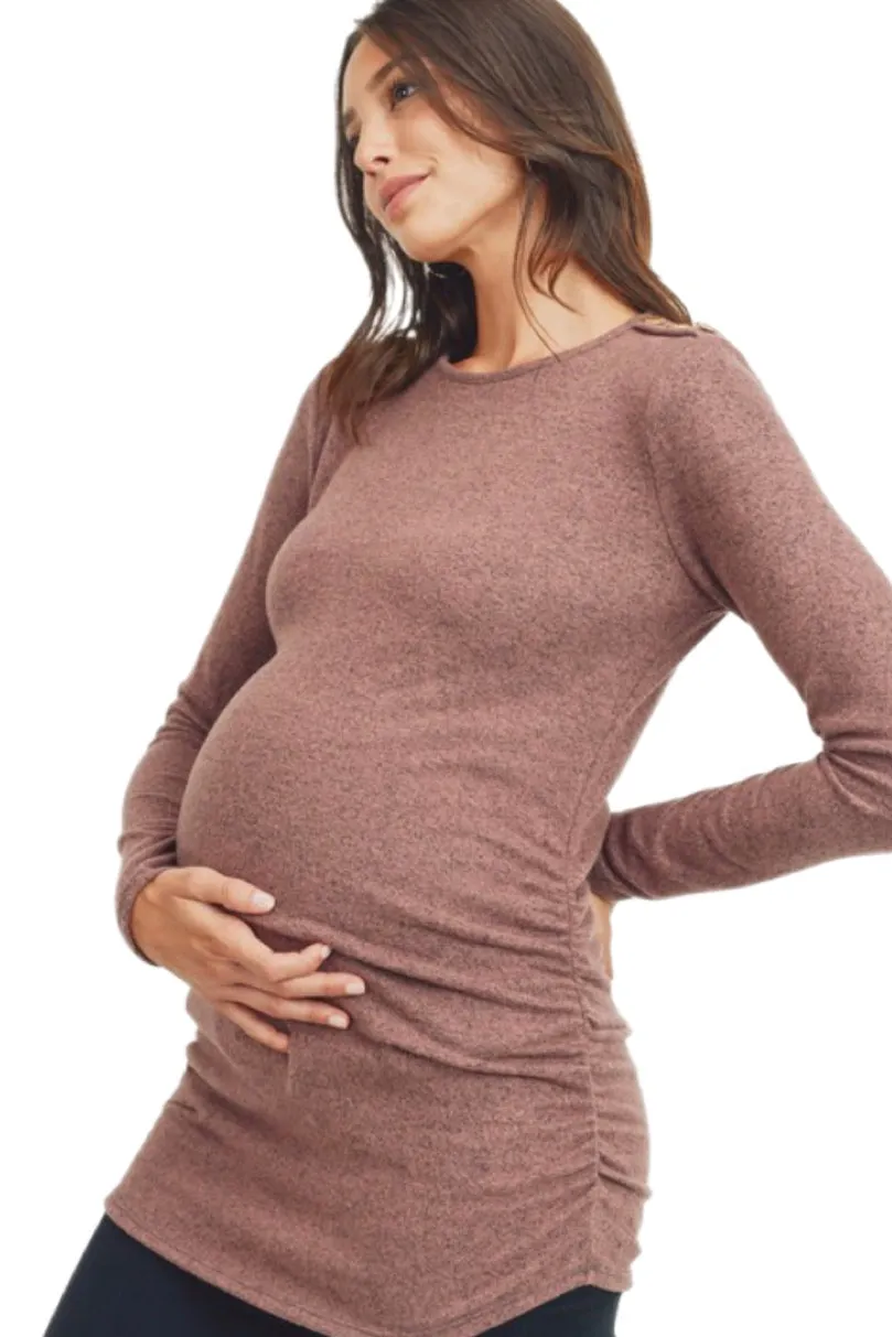 Maternity Shirt with Button Design Style 2061 in Deep Mauve