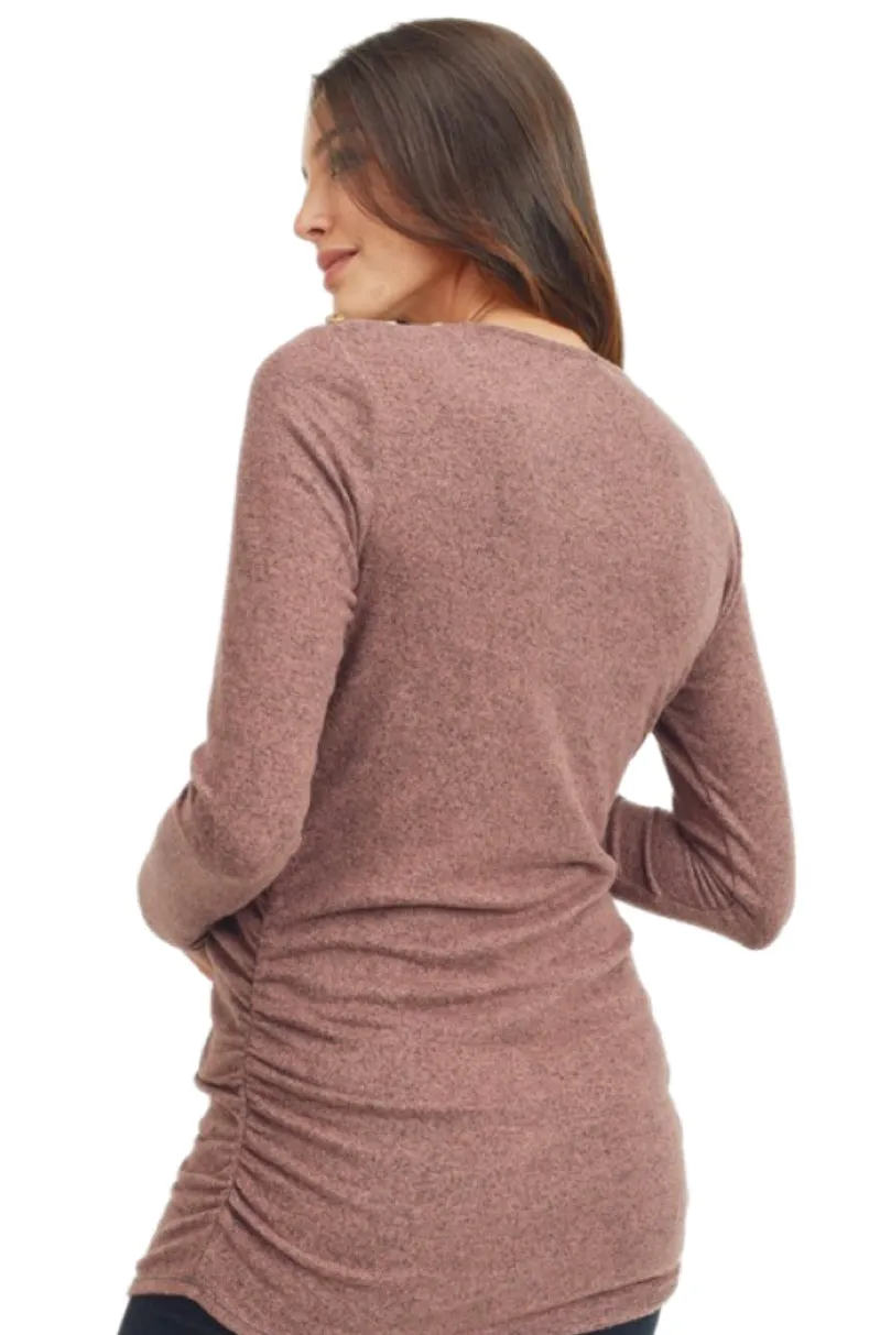 Maternity Shirt with Button Design Style 2061 in Deep Mauve