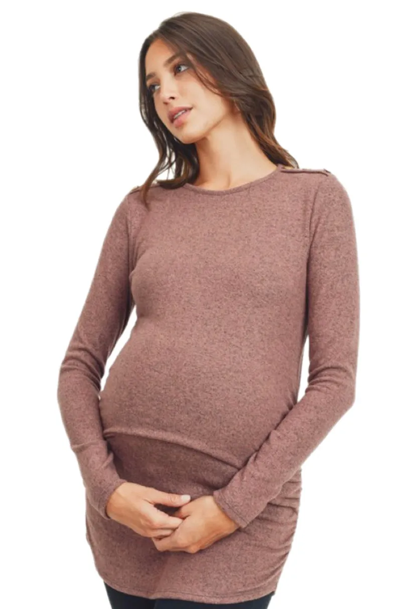 Maternity Shirt with Button Design Style 2061 in Deep Mauve