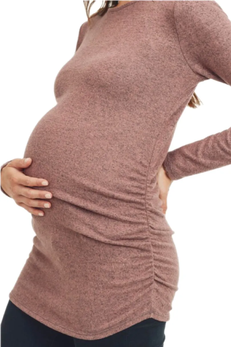 Maternity Shirt with Button Design Style 2061 in Deep Mauve