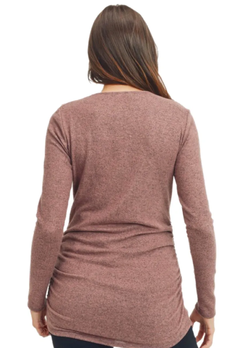 Maternity Shirt with Button Design Style 2061 in Deep Mauve