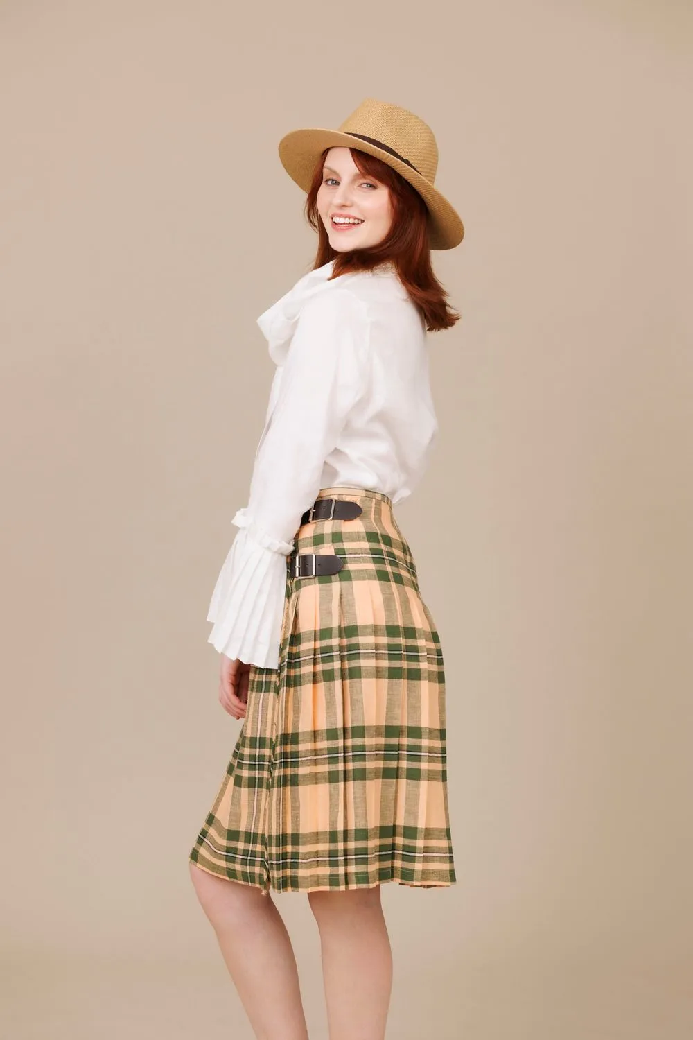 Maumturk 100% Linen Midi Kilt