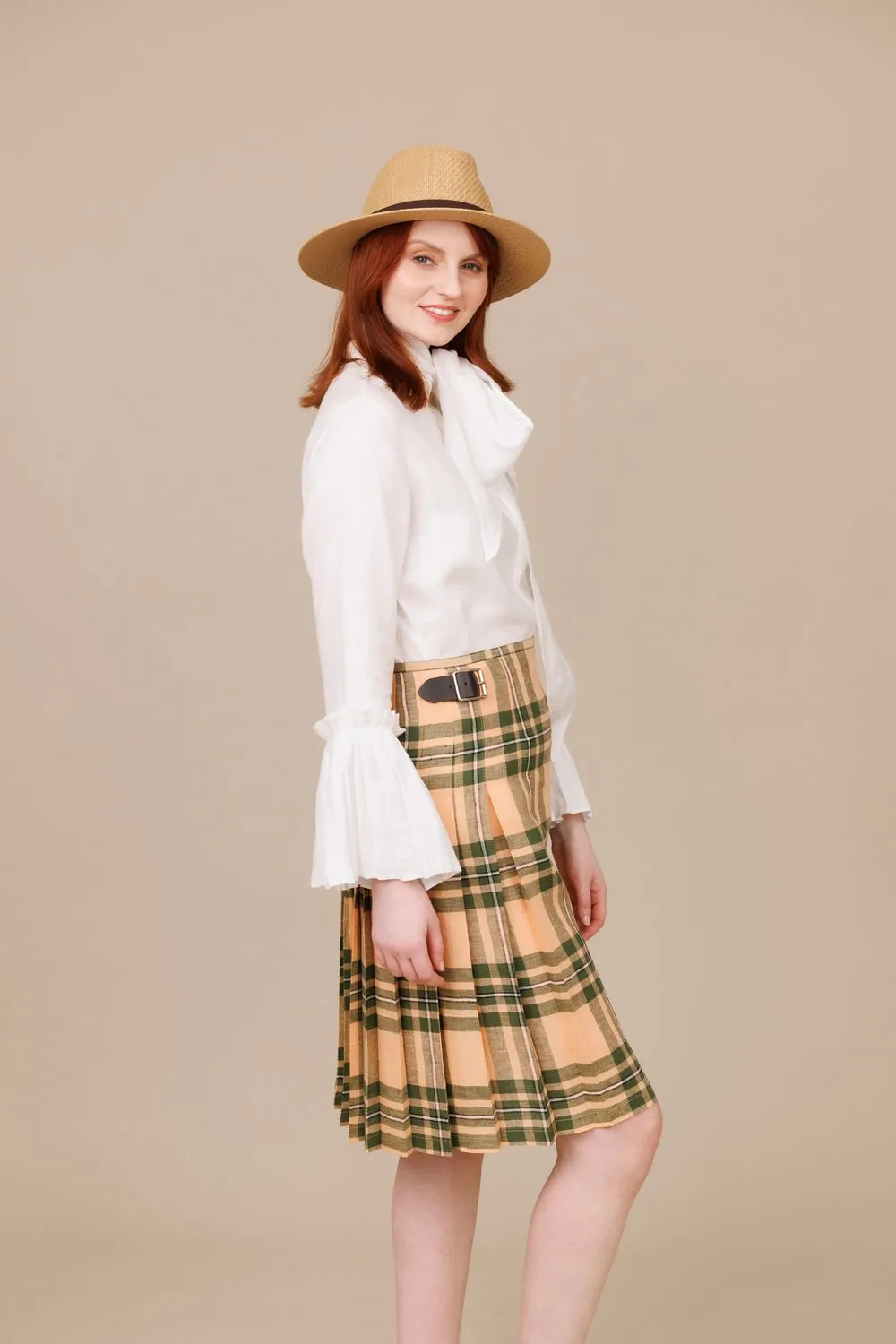 Maumturk 100% Linen Midi Kilt
