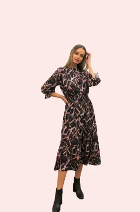 Mauve Quartz Printed Midi Dress