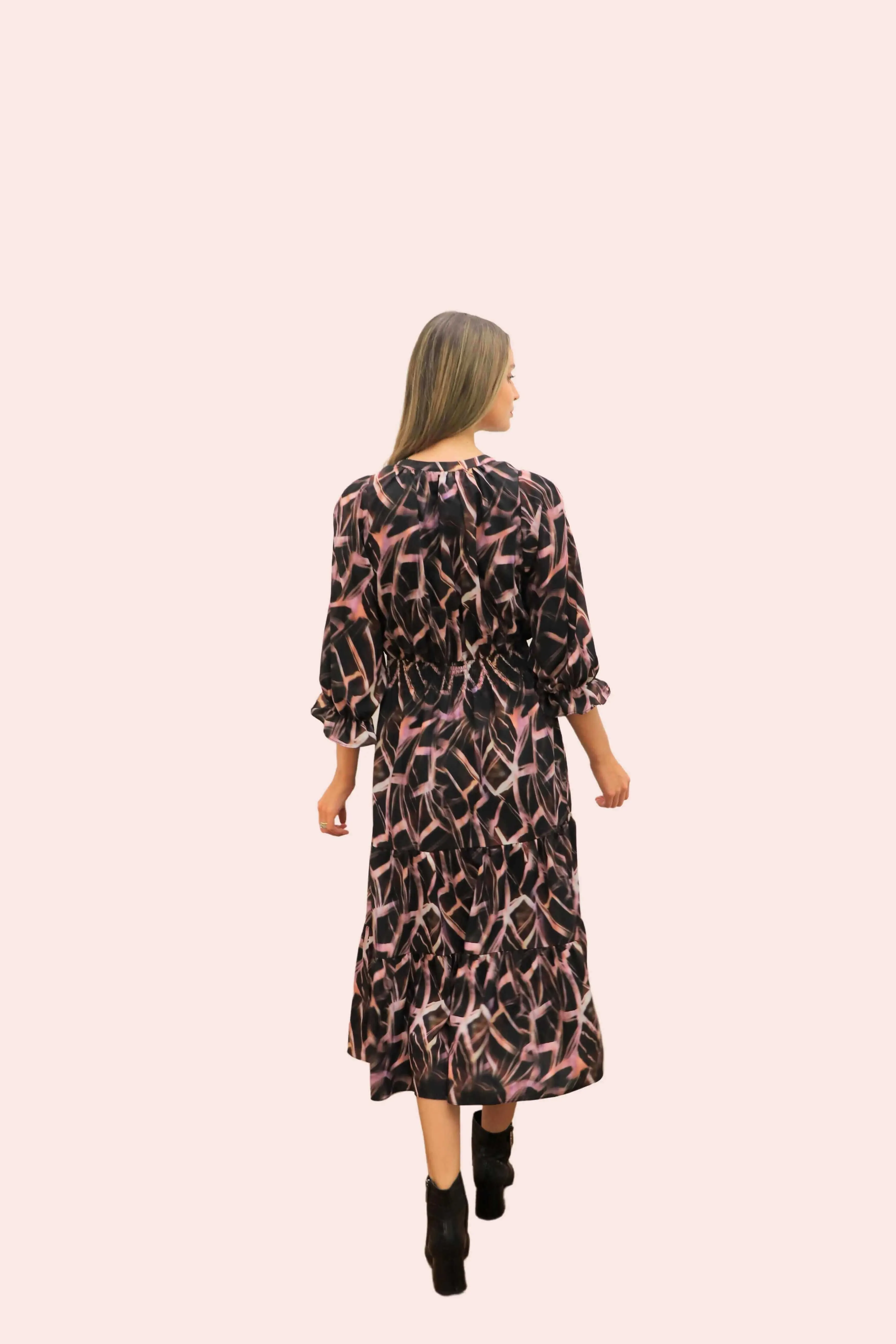 Mauve Quartz Printed Midi Dress