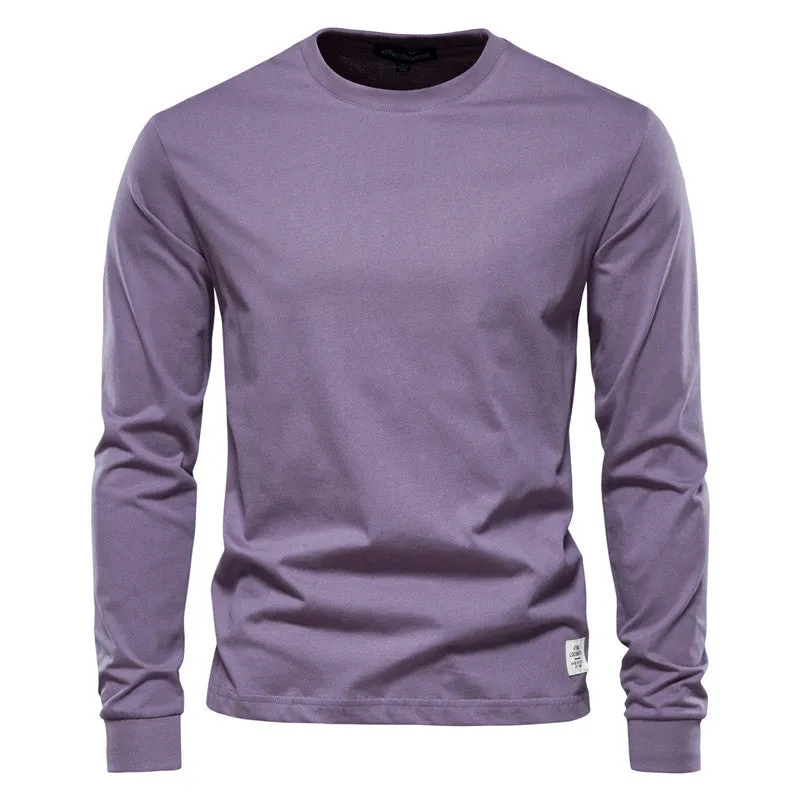 Men's Solid Color Long Sleeve Top Cotton T-Shirt