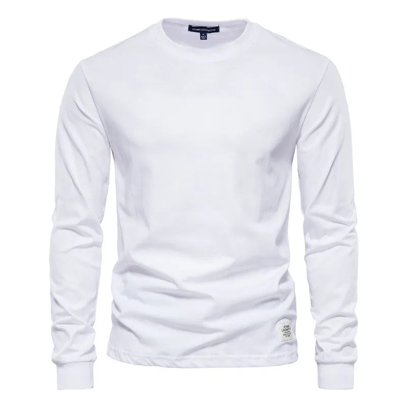 Men's Solid Color Long Sleeve Top Cotton T-Shirt
