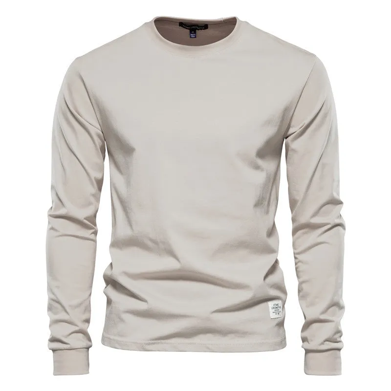 Men's Solid Color Long Sleeve Top Cotton T-Shirt