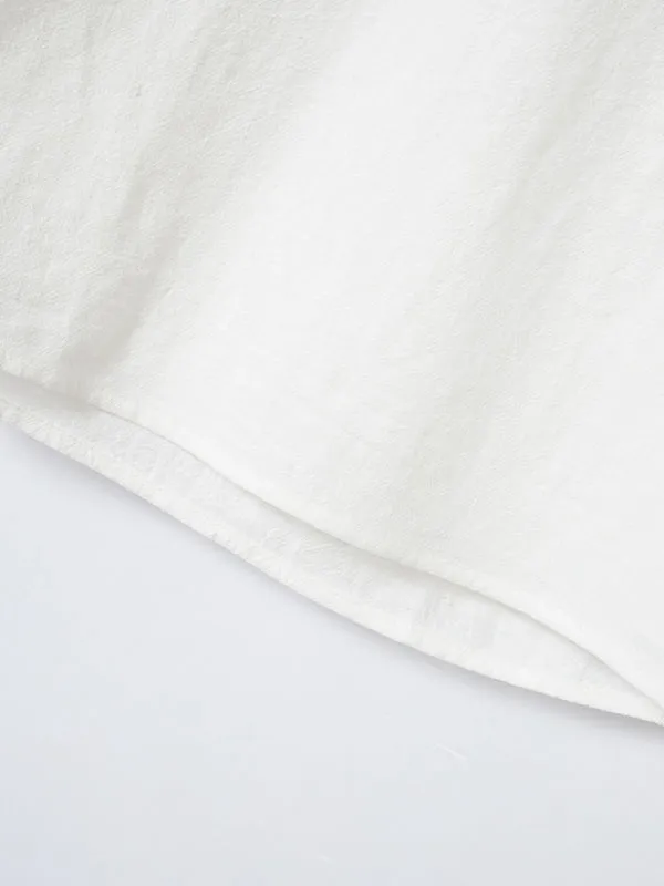 Men’s Texture Cotton Henley T-Shirt - Muscle Fit Roll-Up Sleeves Shirt
