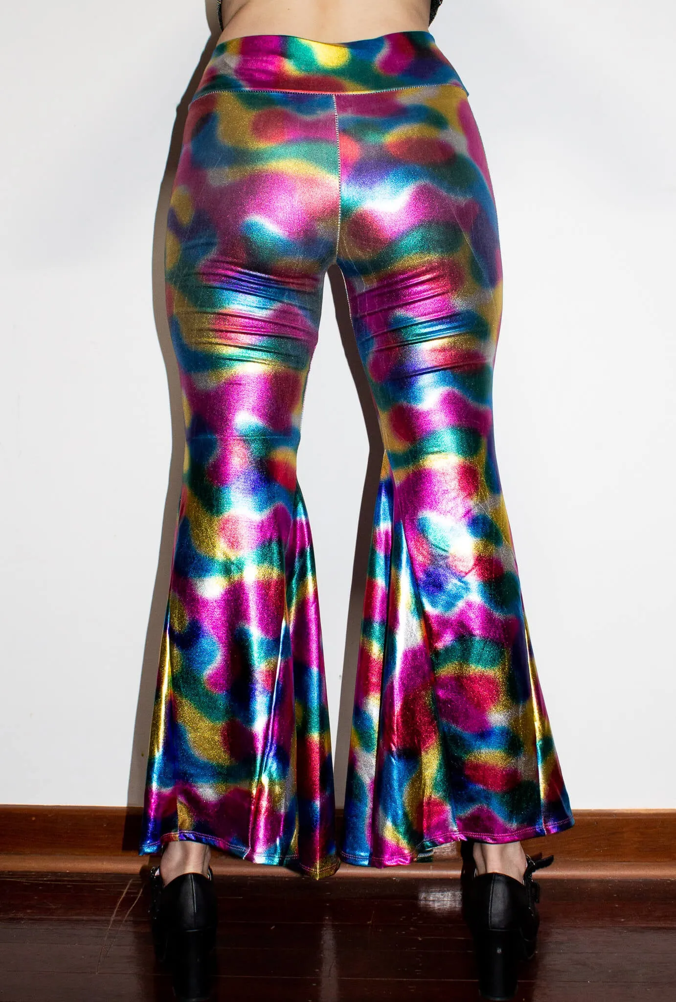 Metallic Rainbow Flared Disco Pants