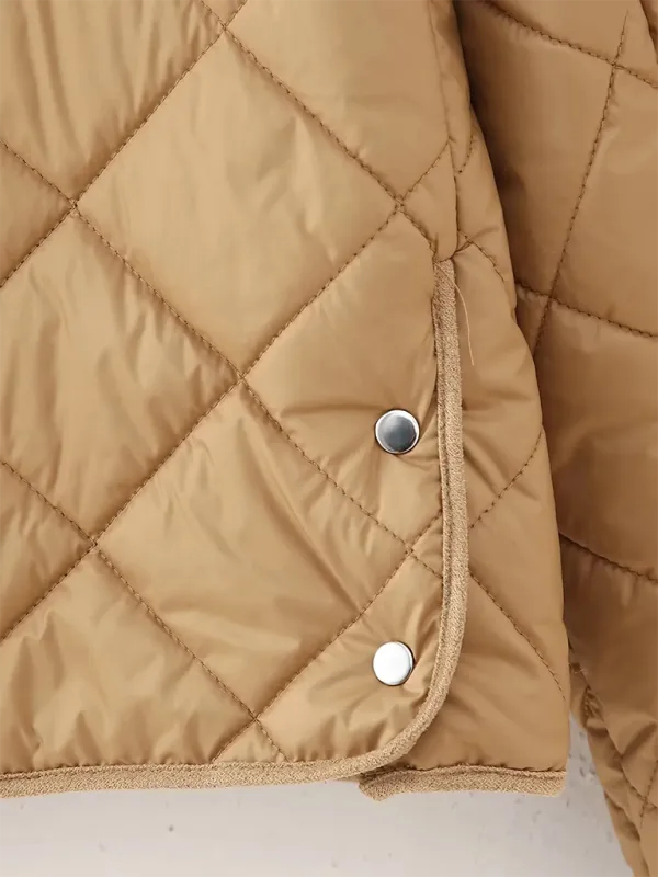 Modern Quilted Coat with Plaid Lining
