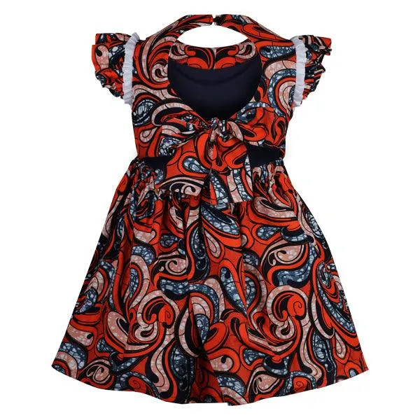 MULTICOLOUR ANKARA DRESS WITH RUFFLED CAP SLEEVES