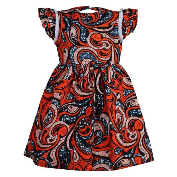 MULTICOLOUR ANKARA DRESS WITH RUFFLED CAP SLEEVES