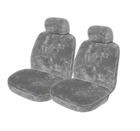 My Car Airbag Safe 20mm Thick Sheepskin Front Seat Covers, Universal Size 30 - Grey Soft Fleece
