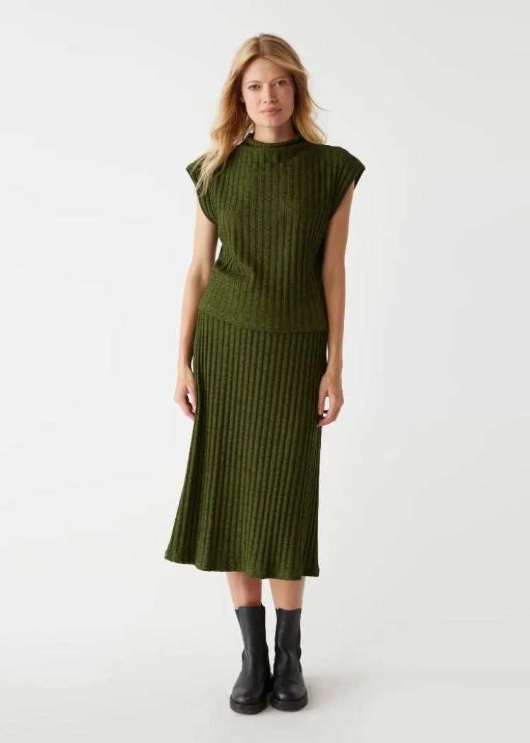 Nara Mock Neck Top- DK Matcha