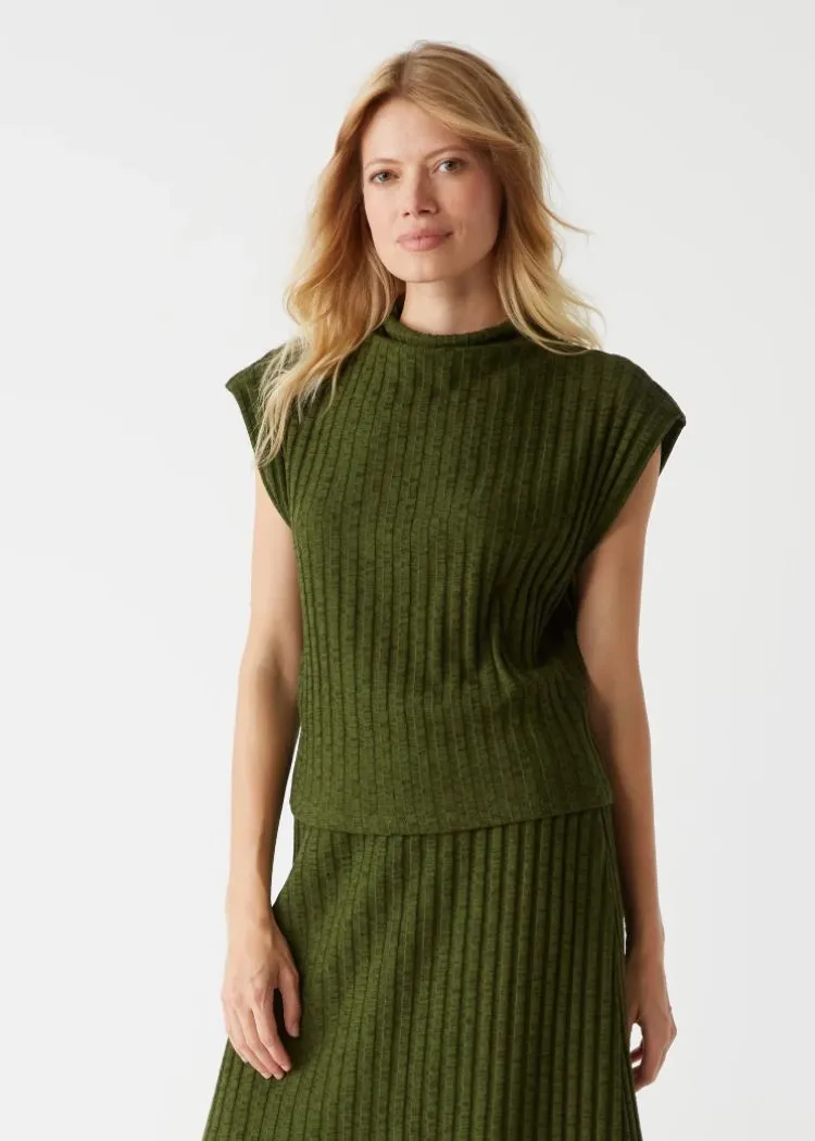 Nara Mock Neck Top- DK Matcha