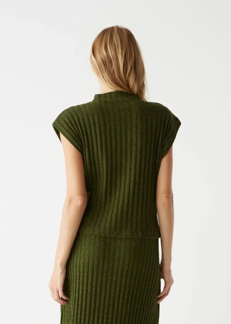 Nara Mock Neck Top- DK Matcha