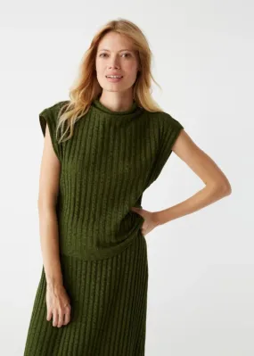Nara Mock Neck Top- DK Matcha