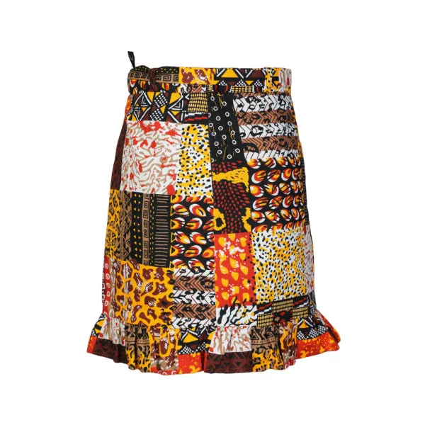 NAVY BLUE BLOUSE AND PATCH PRINT ANKARA SKIRT SET