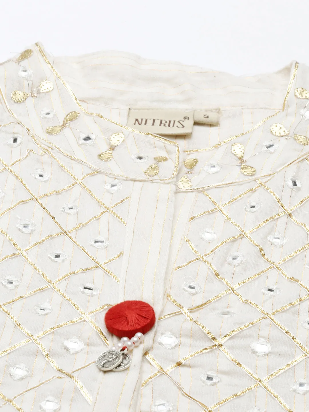 Neeru's Cream Color Cotton Fabric Tunic