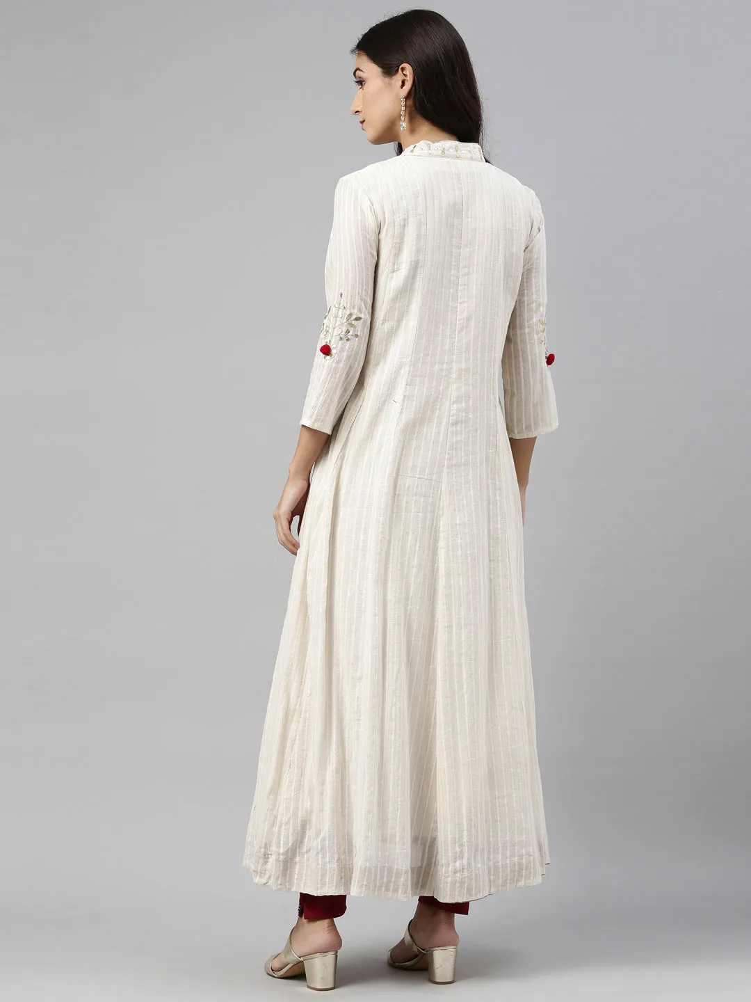 Neeru's Cream Color Cotton Fabric Tunic