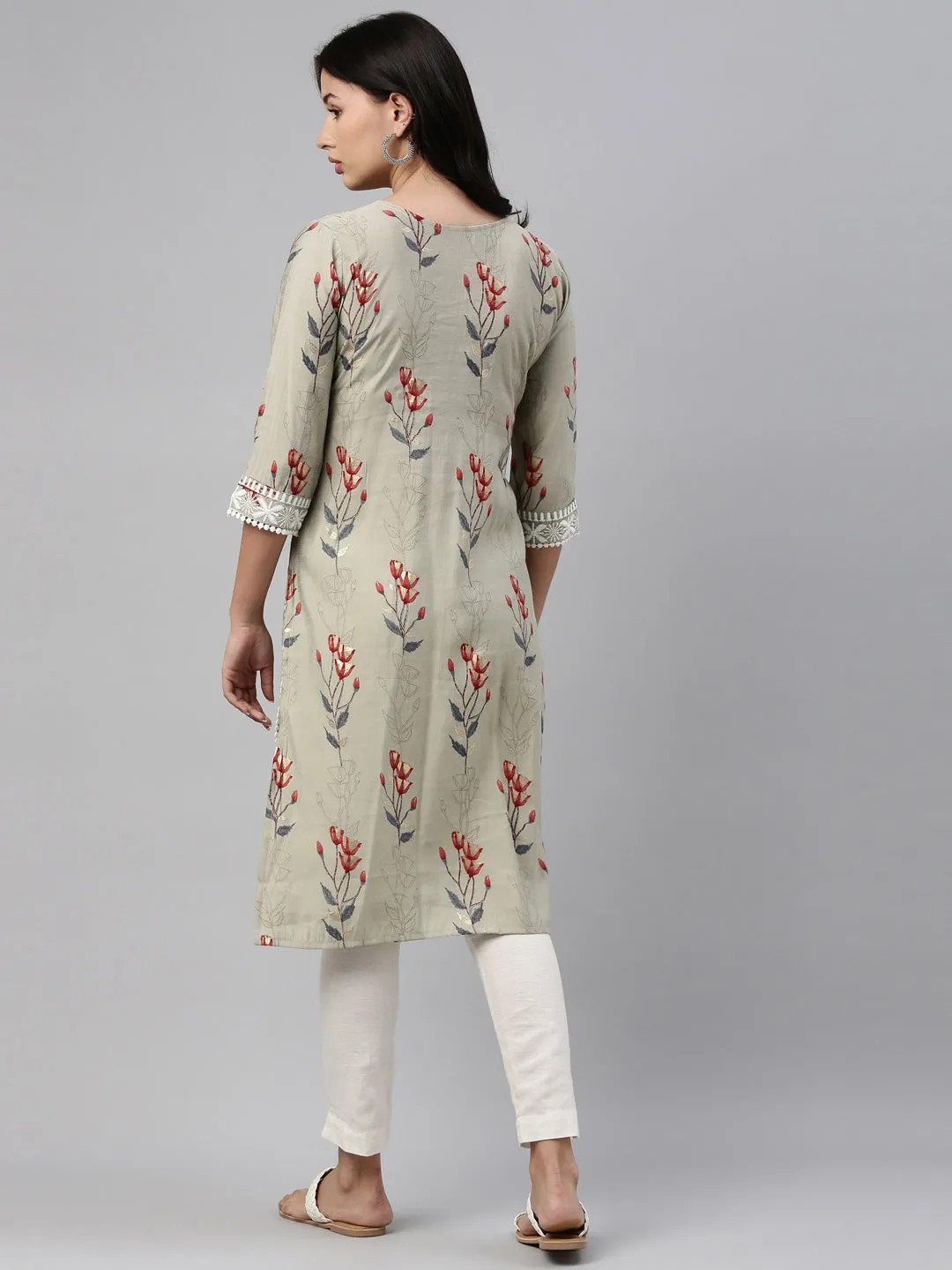 Neeru's Grey Color Muslin Fabric Tunic