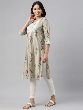 Neeru's Grey Color Muslin Fabric Tunic