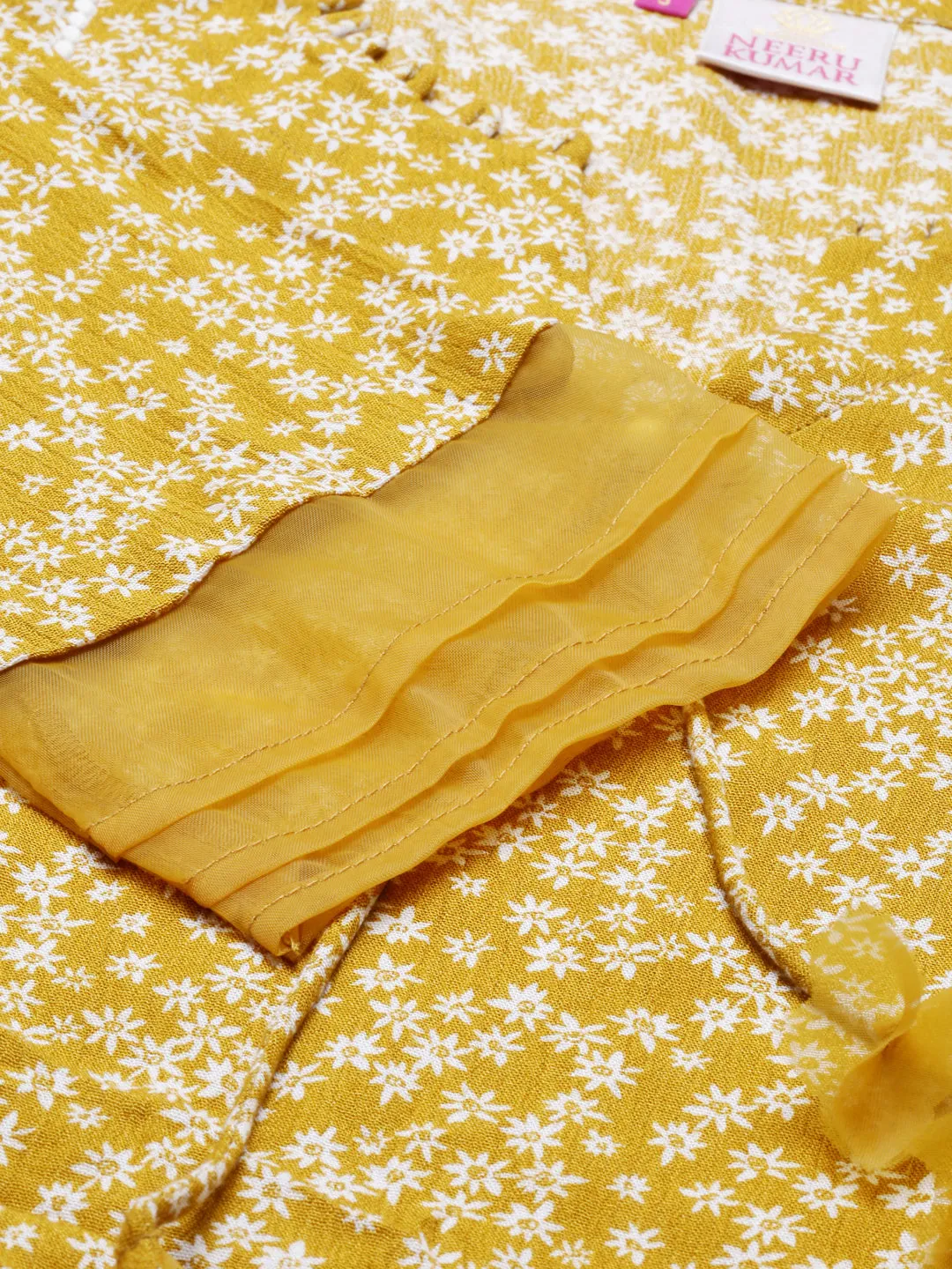 Neeru's Mustard Color Chiffon Fabric Tunic