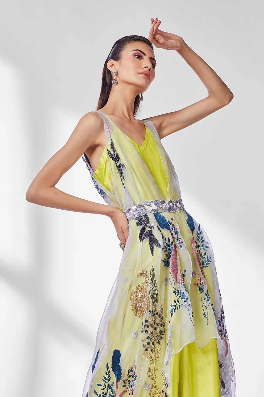 Neon Green Jumpsuit & Cape Set