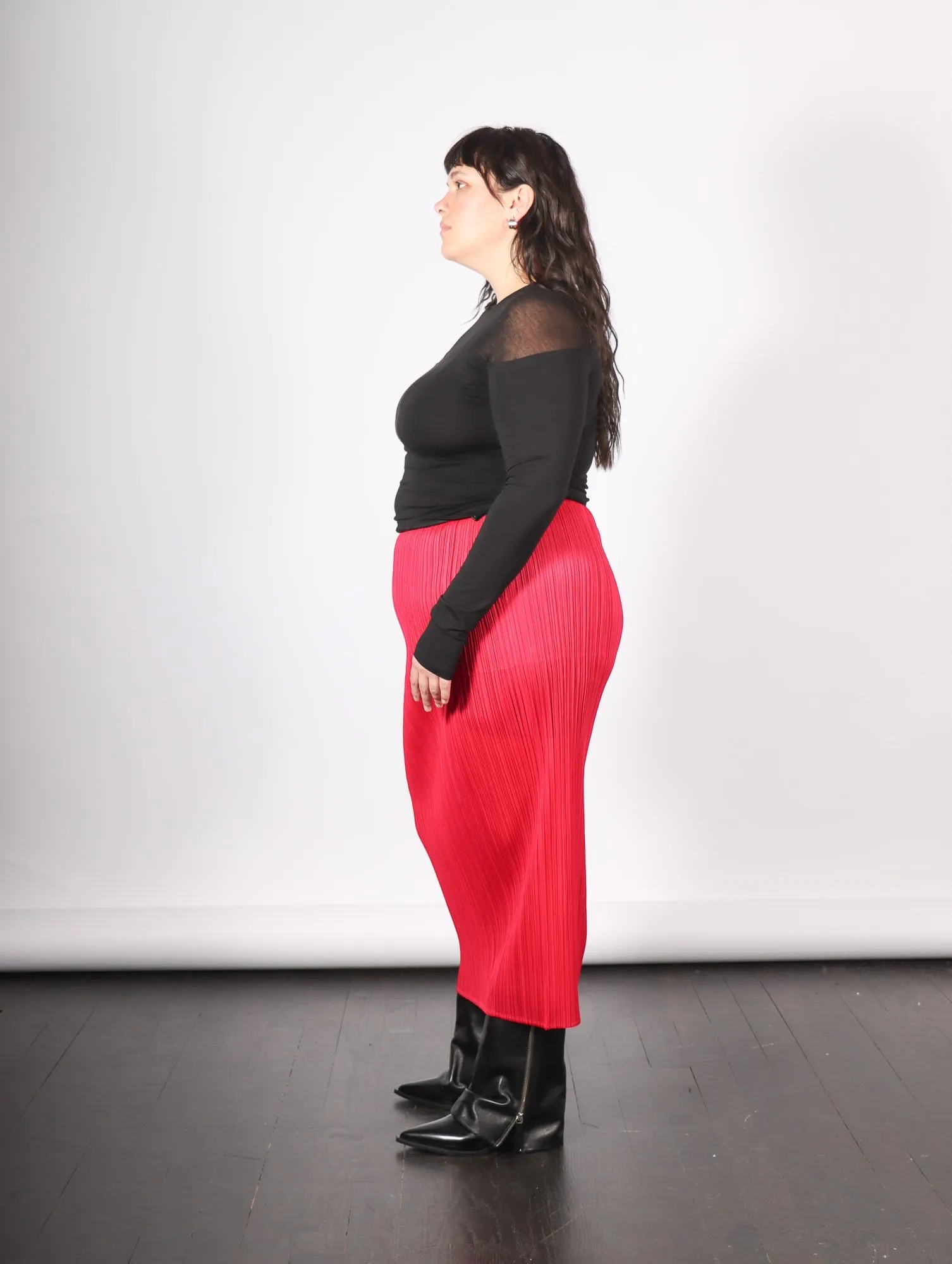 New Colorful Basics 4 Skirt in Carmine by Pleats Please Issey Miyake