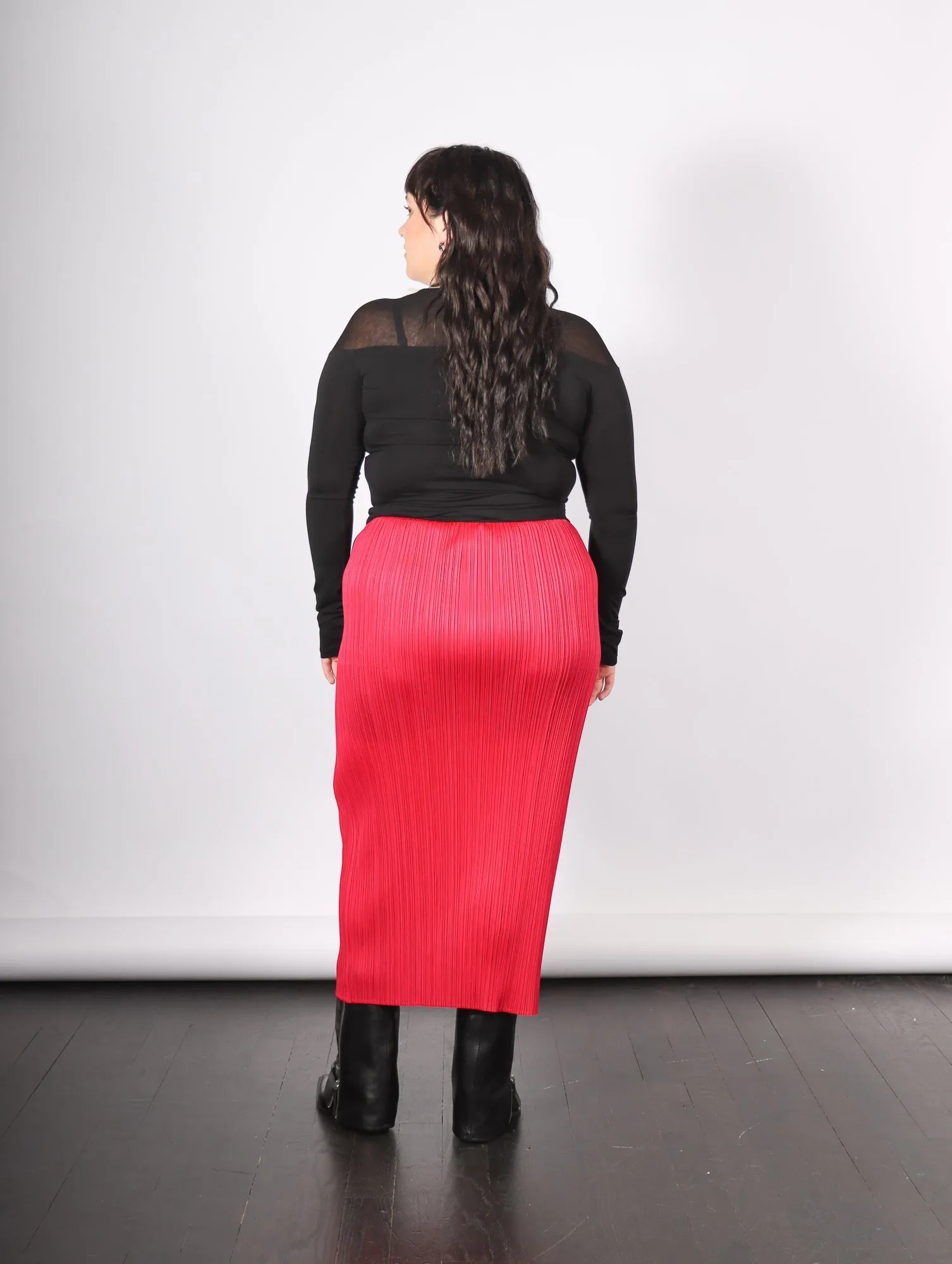 New Colorful Basics 4 Skirt in Carmine by Pleats Please Issey Miyake